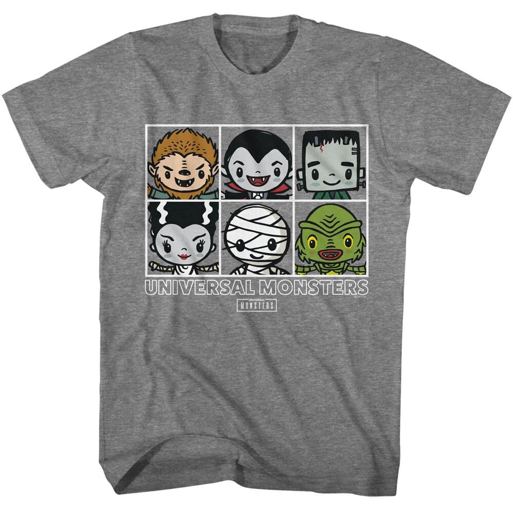 Universal Monsters 6 Different Cartoon Chibi Squares Men s T Shirt S
