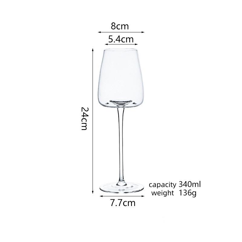 Red Stem Wine Glass Set, Hand-Blown Crystal Burgundy Glasses for Red Wine & Champagne