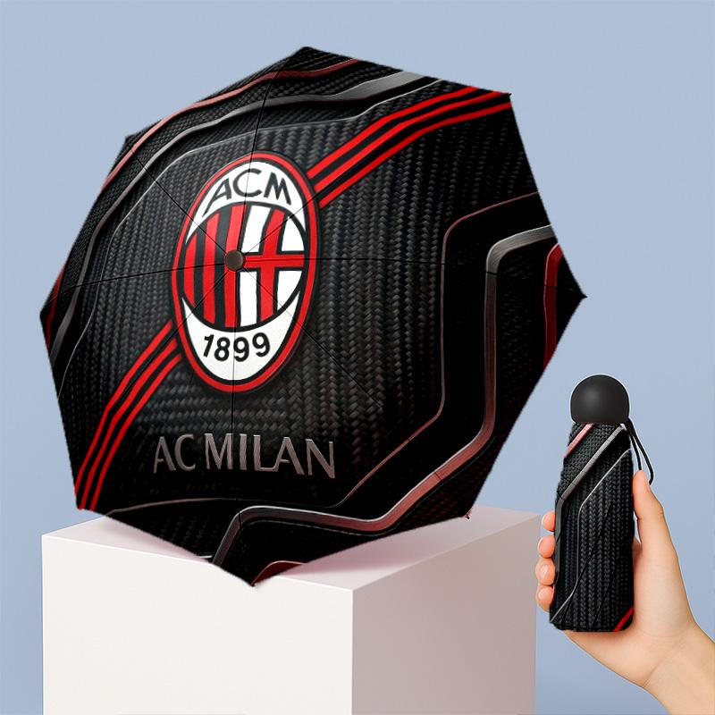 AC Milan Pattern Printed Mini 5 Folds 8 Ribs Compact Umbrella Windproof Waterproof Lightweight Portable Folding