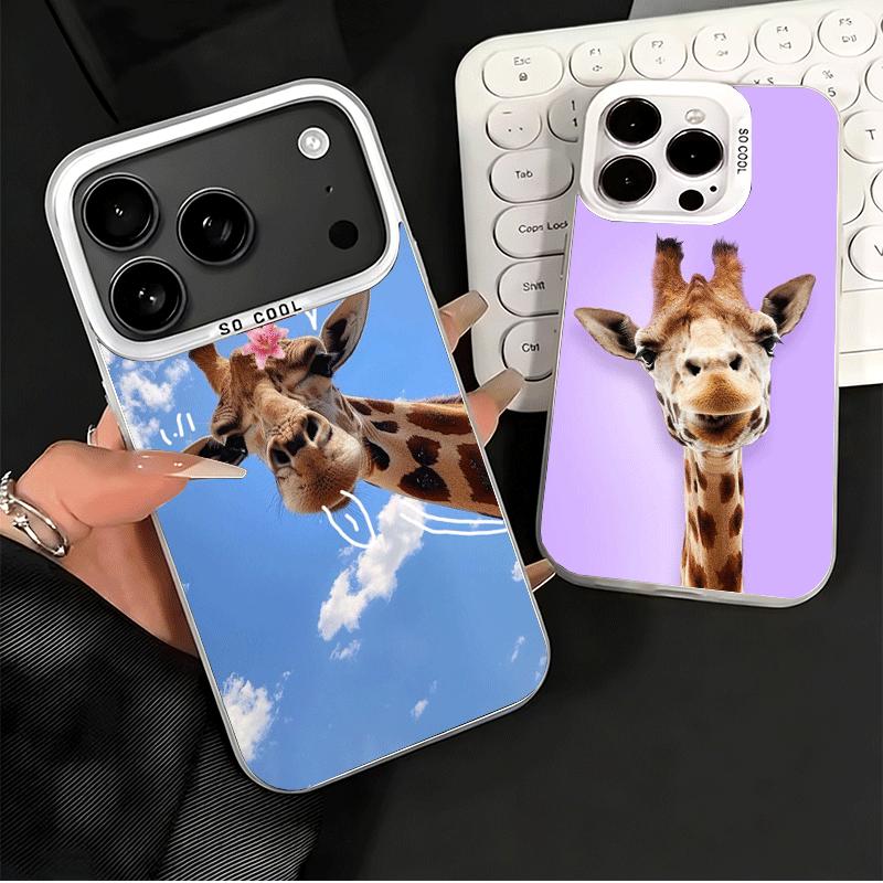Giraffe Animal Pattern Shockproof Phone Case for iPhone 17 Air 16 16E 15 Pro Max 14 Plus 13 Mini 12 Back Cover Anti Fall Fundas