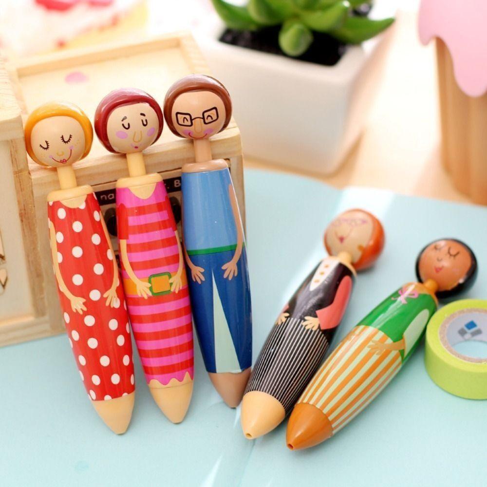 5Pcs/bag Stationery Ballpoint Pen Cartoon Doll Pen Cute Neutral Pen