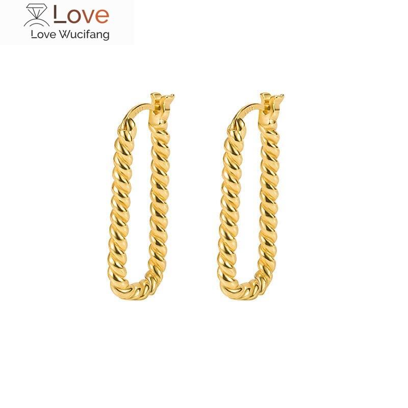 925 Sterling Silver U -Shaped Earring For Women Simple French Twisted Rope Hoop Earrings Boucle D ’Oreille Argent