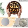 2D Flat, 1pc Welcome Aluminum Metal Wall Sign, Vintage Rust Worn "Welcome To My Man Cave" Slogan Metal Wall Decor, Masculine Vibes Round Aluminum