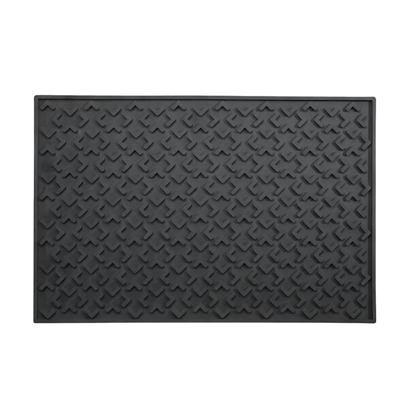 Silicone Coffee Maker Mat Countertop Bar Spill Mats Bar Service Mat Dish Glass Drying Mat For Barista Cocktail Bartender Black