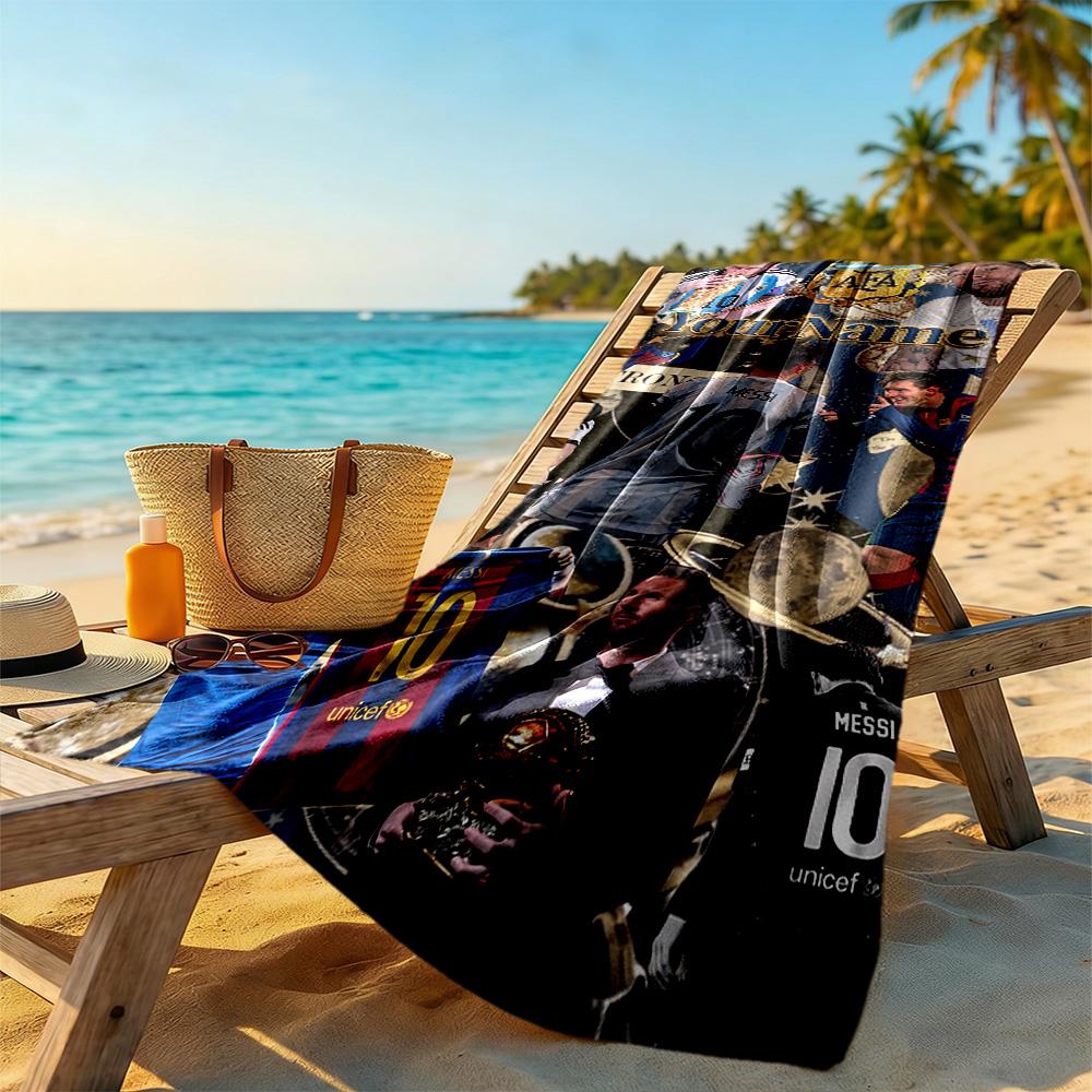 Messi Customize Text Beach Towel Soft Durable Quick-Dry Portable for SwimmingBeachCamping Travel Beach AccessoriesGym