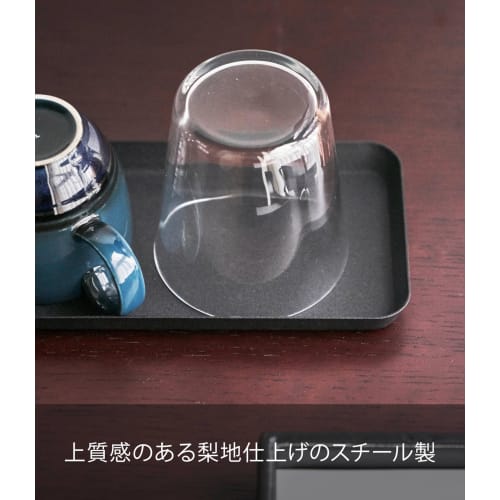 Yamazaki Tower Metal Tray, Large, Black, Approx. W22 X D10 X H1.5cm, Bathroom/Tabletop Storage Tray, 4222