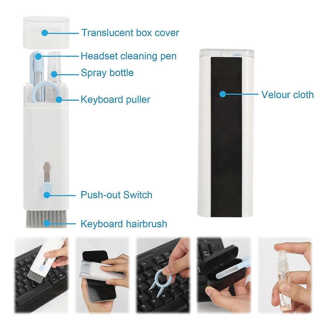 Keyboard Cleaning Brush 7 In 1 Keyboard Cleaning Brush Kit Multifunction Earphones Cleaner with Key Cap