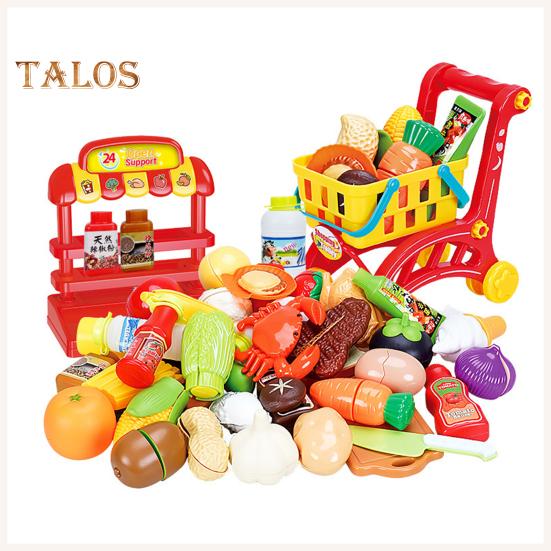 

Игрушечная игра для резки еды для детей, игрушка-корзина для покупок, реалистичный звук резки фруктов, овощей, аксессуары, обучающая кухня, игровой набор для малышей, набор для еды 1 Set