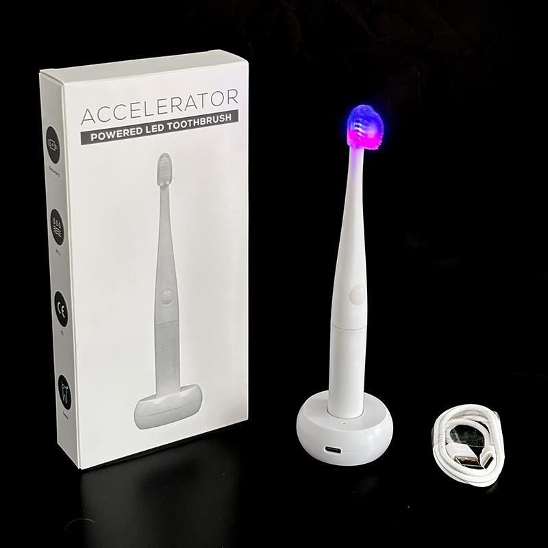 Customization Professional 2 in 1 Blue & Red Light Therapy Toothbrush Teeth Whitening & Reducing Sensitivity with Soft Bristles белый