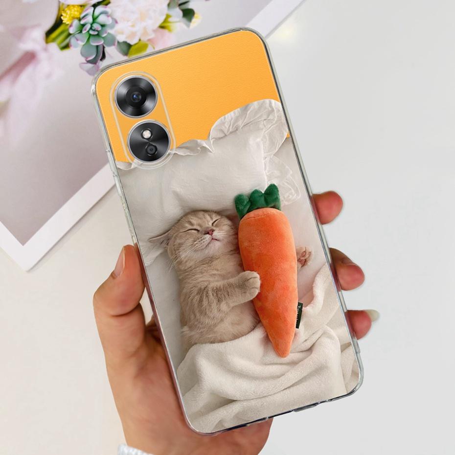 Schöne Hülle mit Aufdruck für OPPO A17 (CPH2477) Weiche Silikon-TPU-Rückabdeckung für Oppo A17 A 17 4G Handyhüllen