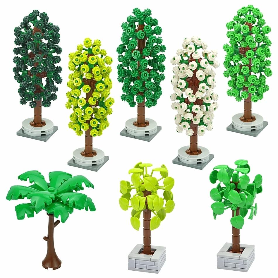 DIY Plant Tree City Bricks Assemble MOC Pine Christmas Tree Model Building Blocks Educational Creative Toys For Children Gifts