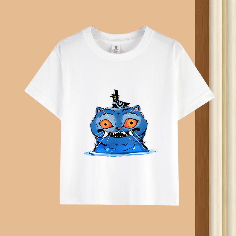 2-13Y Kid T Shirt Cat Printed Kids Clothes Tshirt Tops Tee Boys Girls Baby Tee