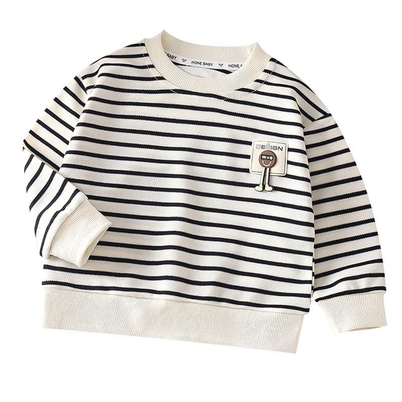 2025 Kids' Striped Sweatshirt: Versatile Round Neck Top for Boys & Girls - Perfect Spring & Autumn Layer
