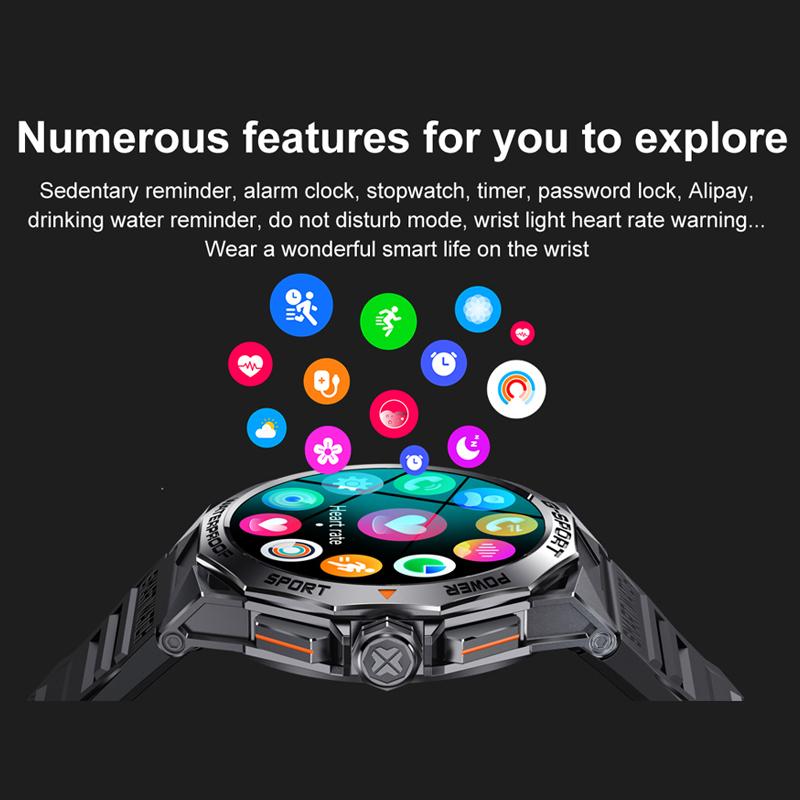 AMOLED akıllı saat Erkekler 400 mAh Ses Asistanı Arama Bluetooth Çağrı Müzik Kalp Hızı IP68 Su Geçirmez Zamanlayıcı Spor Smartwatch