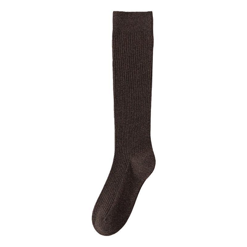 Women's Merino Wool Knee-High Socks - Light, Warm, Ribbed Leg Warmers for Autumn & Winter