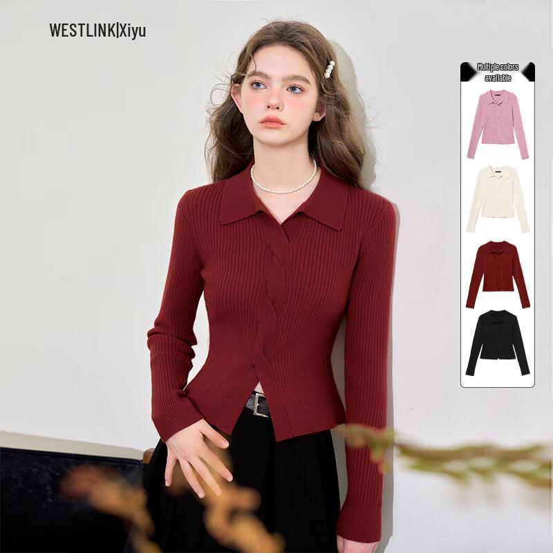 

Xiyu Women s Classic Irregular Design Soft Turn-down Collar Sweater M