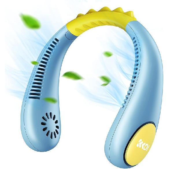 Kids Neck Fan, Portable Bladeless Fans for Kid 4-14Y Girls & Boys, 2600mAh USB Personal Mini Cooling Fan for Travel/Camping/Study, 4 Speeds,