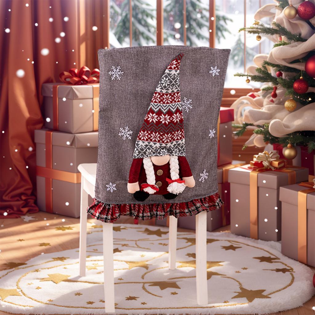Christmas Chair Cover Faceless Gnome Doll Xmas Dining Chair Cover Xmas Chair Cover for Christmas Holiday Festival Decor