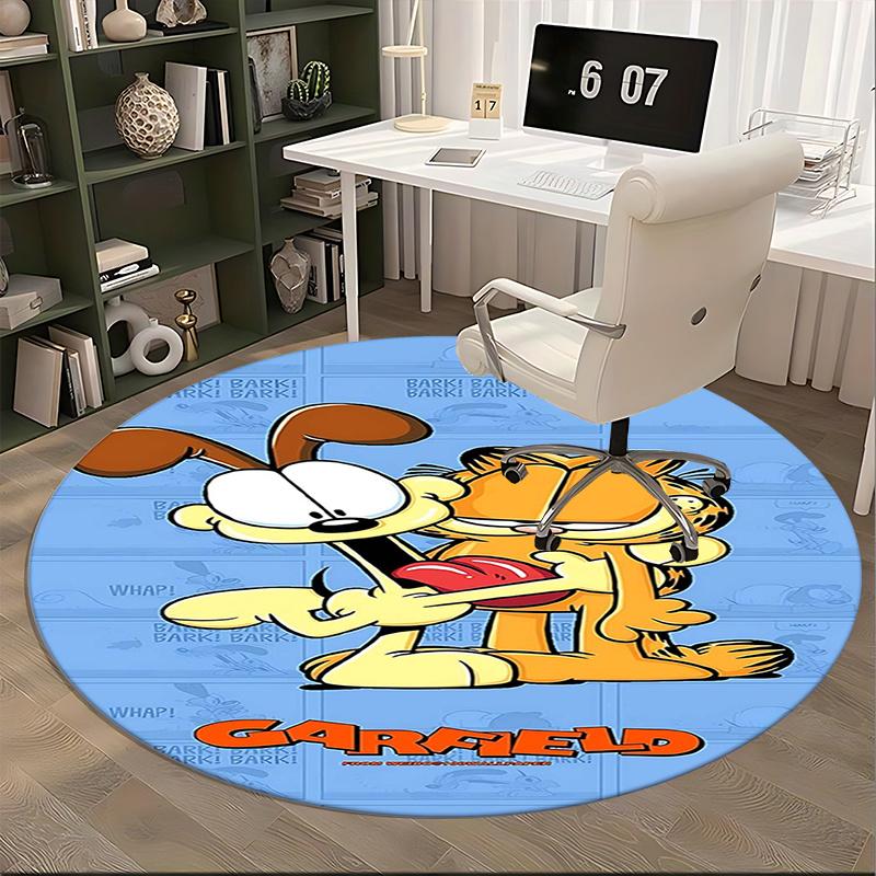 Garfield,Dog Chair mat Round Rug Office carpet, Machine Washable, Non slip, Suitable for Living Rooms, Bedrooms