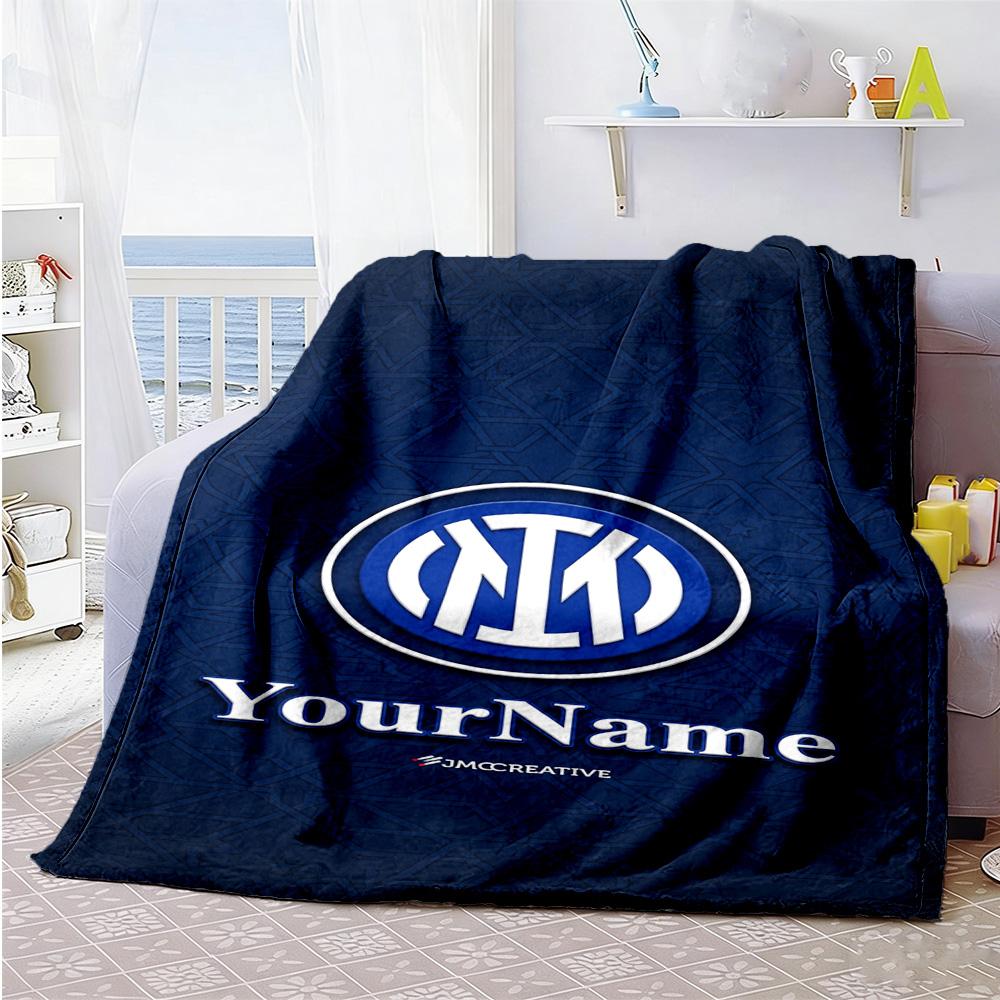 Inter Milan Customize Your Name Blanket Throw Personalized Blanket Soft Warm Cozy Throw For Sofa Living Room Office Chair Bedding Ideal for All Season