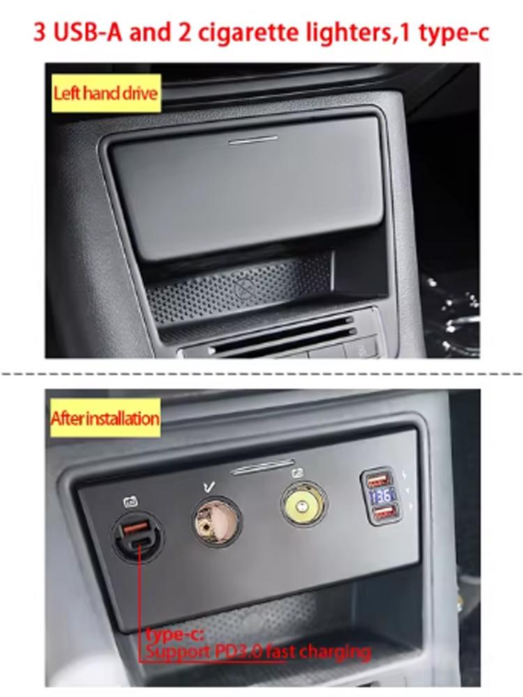 KEN CHUANG Car Charger for VW Tiguan Prototype Golf Plus Cigarette Modified Quick Charging for iPhone Xiaomi HUAWEI Mobile Phone