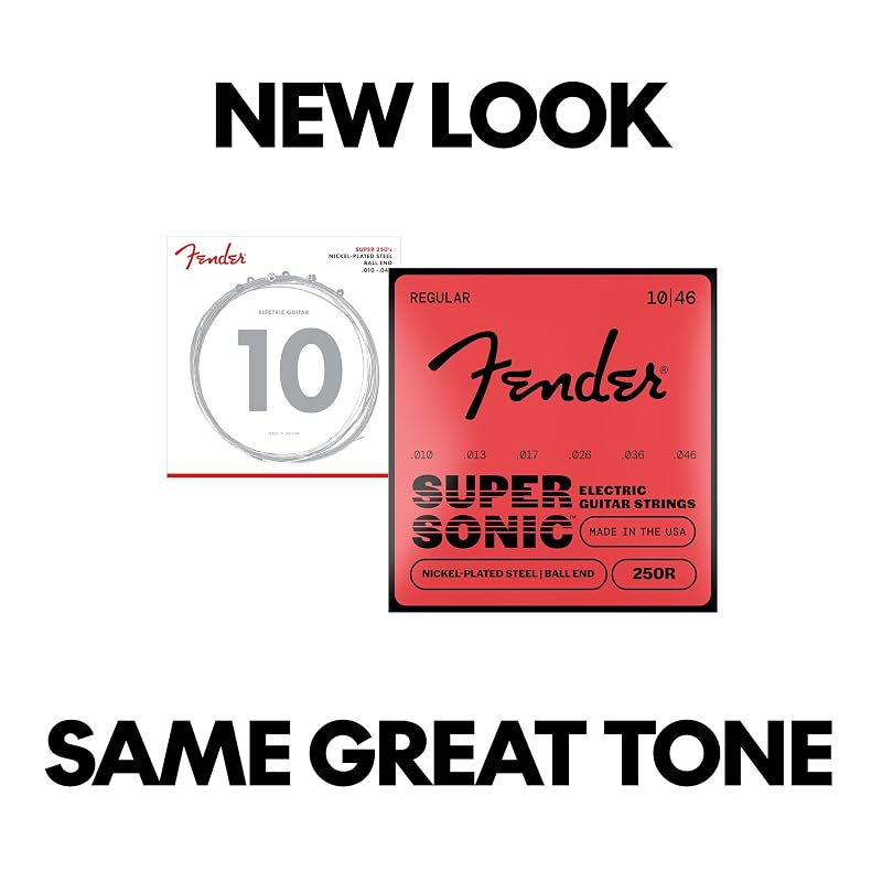 Fender SuperSonicTM 250R Electric Guitar Strings, Nickel-Plated Steel, Ball End, Gauges .010-.046