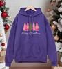 Merry Christmas Pink Trees Pattern Hoodies Male Hip Hop Oversized Hoody Fashion Fleece Clothes Pocket Multicolor Pullovers