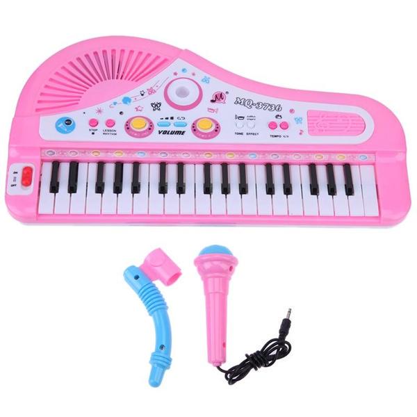 Multifunction Kids 37 Keys Electronic Piano Music Toy Recharged Mic Children Educational Keyboard
