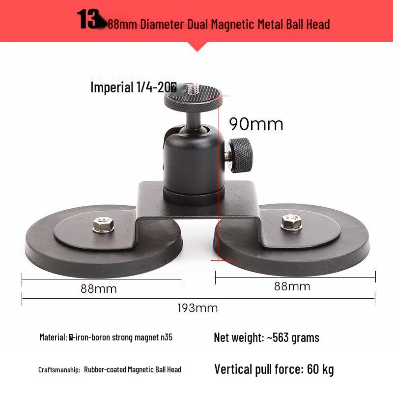 Magnetische Auto-Halterung Gimbal-Halter für Sportkameras - Dachmontage, Gummiert, GoPro Zubehör, 1/4