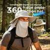 Sun Bucket Hat for Men and Women, Detachable Face Cover Sun Hats,Wide Brim Fish Hat with Neck Flap UV Protection for Hiking