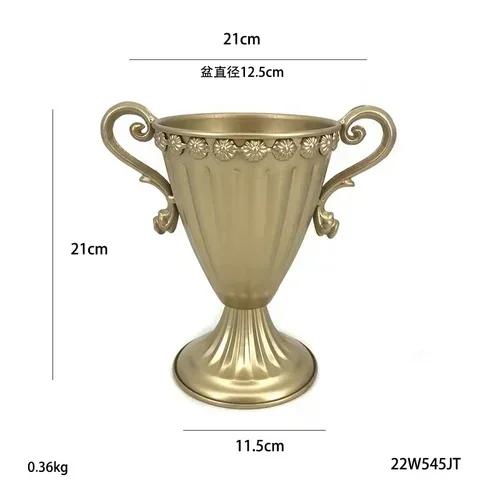 Golden Home Tabletop Floral Arrangements Wedding Atmosphere Decoration Floral Arrangements Green Plant Flower Vase Flower Holder