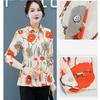 Summer Button Shirt Pleated Edge Chiffon Shirt Casual Printing T-shirt Thin Shirt for Middle-aged and Elderly Women