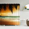 Sunset Dusk Beach Palm Tree Seaside Scenery Fabric Shower Curtain Waterproof Bath Curtains For Bathroom Decorate With 12 Hooks