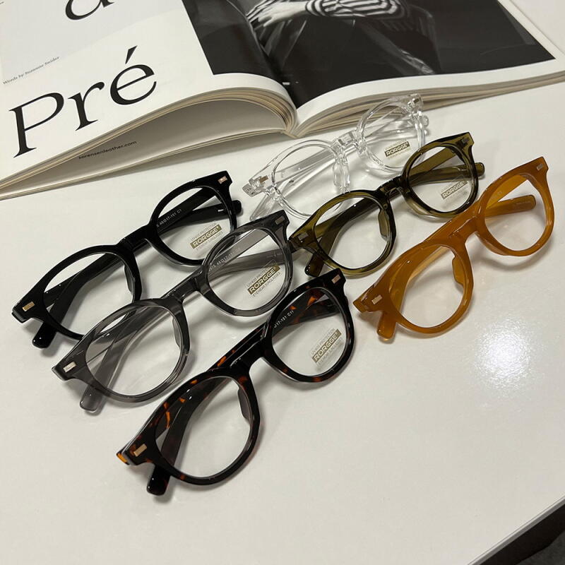 Women s horn-rimmed minimalist translucent glasses frames G1506_Black