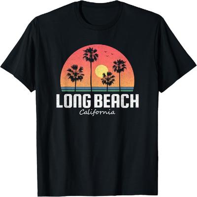 Long Beach California T Shirt Women Men Kids Retro Sunset T-Shirt