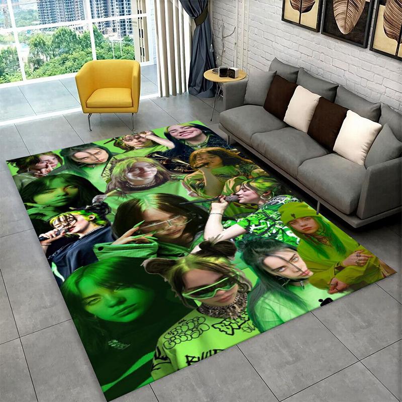 

3D Billie Eilish Singer Star Carpet Rug for Playroom Bedroom Living Room Sofa Home Decor,kids Game Area Rug Non-slip Floor Mat 40x60cm