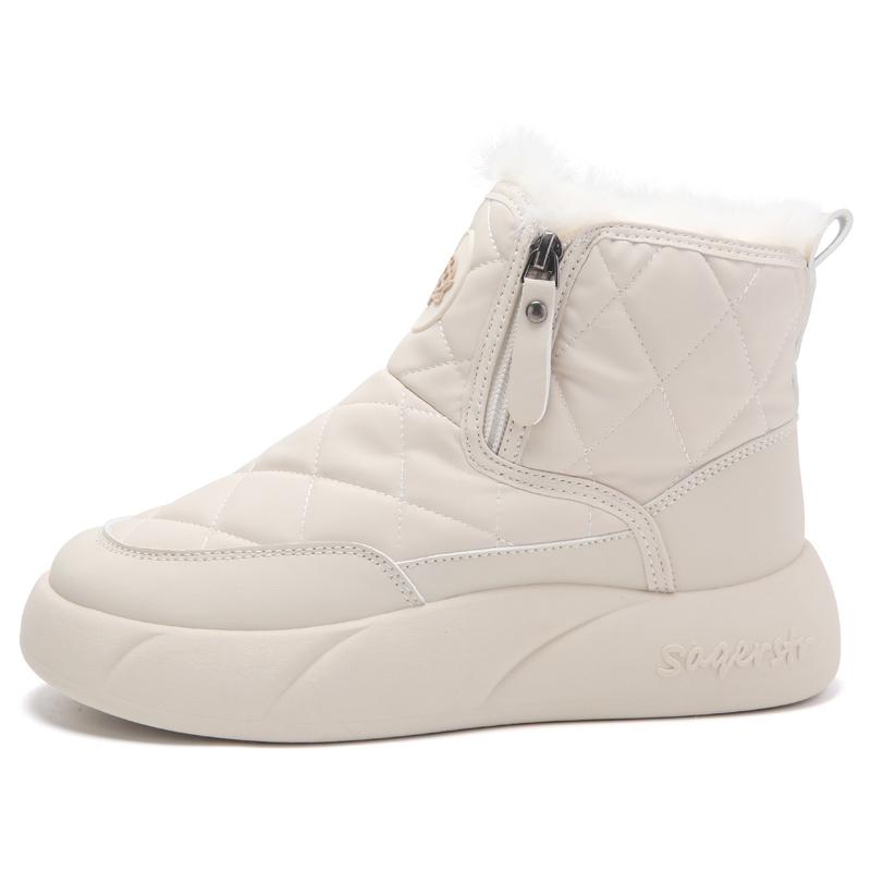 

34-42 зимние женские большие модные бархатные теплые толстые туфли с высоким берцем и хлопковым верхом, увеличивающие рост, зимние ботинки с подошвой для женщин 39 бежевый