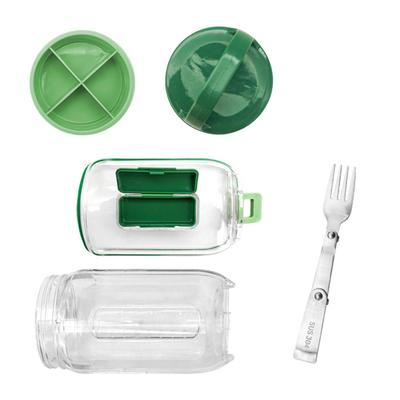 Side-Opening Salad Jar Plastic Leakproof Salad Container with Fork Portable Food Storage Box for Meal Prep Travel Outdoor Picnic
