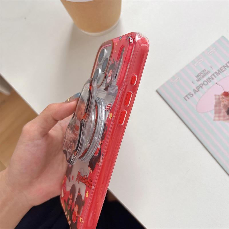 Magnetyczne etui Monchhichi z czerwoną obwódką na iPhone 17/16 Pro Max/15/14