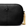 Tory Burch McGraw Adjustable Strap Zipper Closure Pebbled Leather Camera Bag Crossbody Shoulder Bag Women Bags Black 147578-001