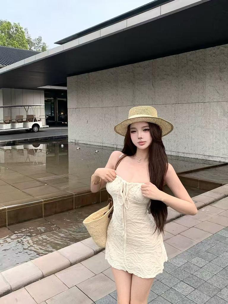 Swimsuit Women's Suspender Solid Color Skirt Two-piece Boxers Slim and Thin Ins Wind Beach Vacation Hot Spring