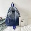 Verlaufender Denim Rucksack Großes Fassungsvermögen Damen Retro Rucksack
