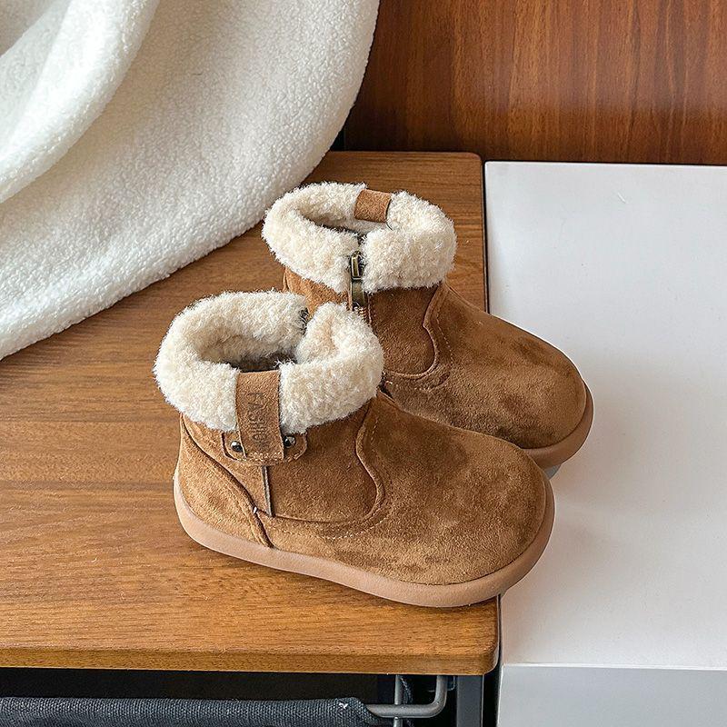 Warme Baumwoll-Kamel-Schneestiefel für Babys und Mädchen - Winter 2025 Edition mit zusätzlichem Samtfutter