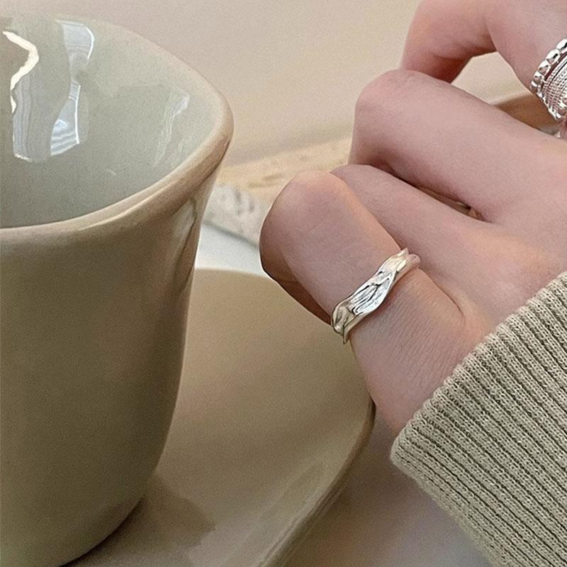 PANJBJ 925 Sterling Silver Unique Lines Ring for Women Jewelry Finger Adjustable Open Vintage For Party Birthday Gift Dropship
