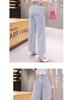 Korean Style High Waist Wide Leg Denim Trousers with Frayed Edge - Slimming, Loose, Nine-Tenth Length, Summer Wear for Women.