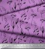 Soimoi Fioletowa tkanina poliestrowa krepowana z nadrukiem liści i kulek bawełnianych, sprzedawana na metry, szerokość 42 cale