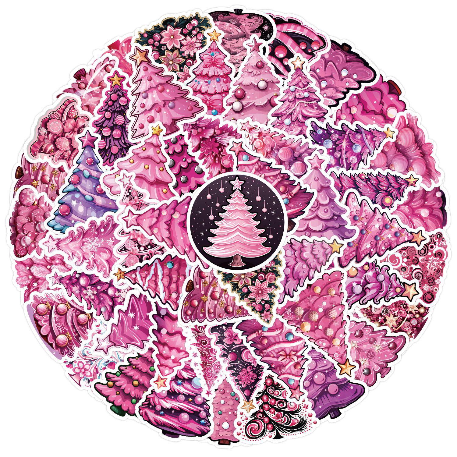 50/100 Nordic Pink Christmas Waterproof Graffiti Stickers for Water Bottles and Computers