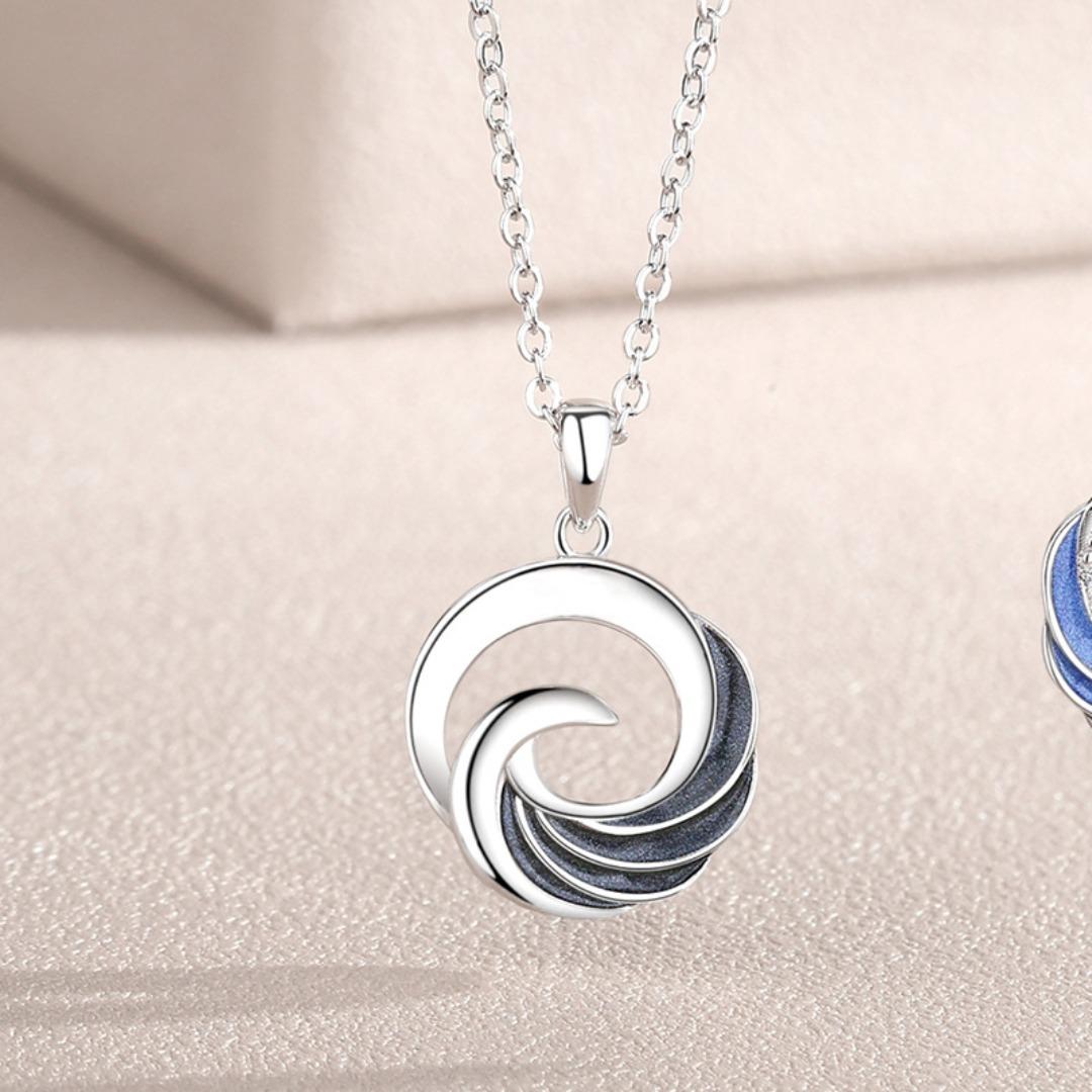 Feng Qiuhuang Couple Necklace Sterling Silver Retro Geometric Hollow Clavicle Chain Guochao Niche Pendant Female 925 silver