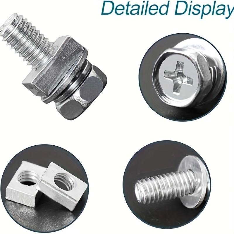 56pcs Bolt and Nut Kit, Hex Screw Flat Washer Spring Washer Combination Set, Suitable for ATVs and Motorcycles