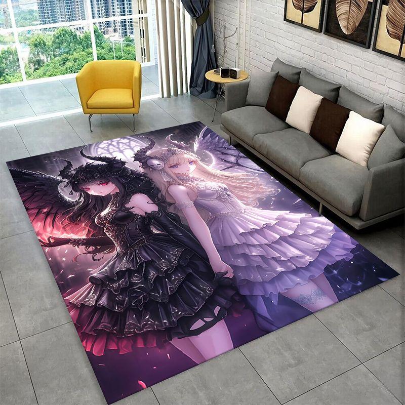 Gothic Dark Cartoon Cute Girls Anime Characters Large Area Rug Non-slip Carpet for Bedroom Living Room Sofa Doormat Home Decor